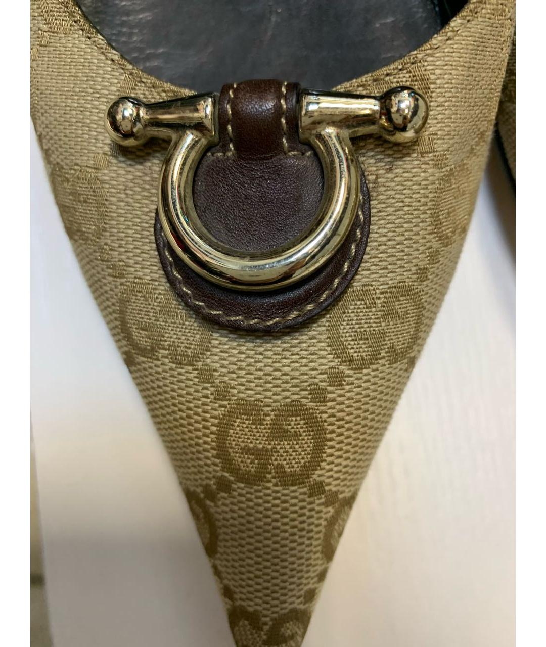 GUCCI Бежевые текстильные туфли, фото 4