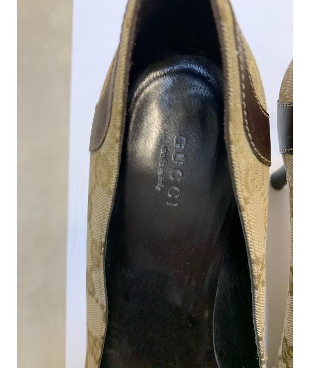 GUCCI Бежевые текстильные туфли, фото 6