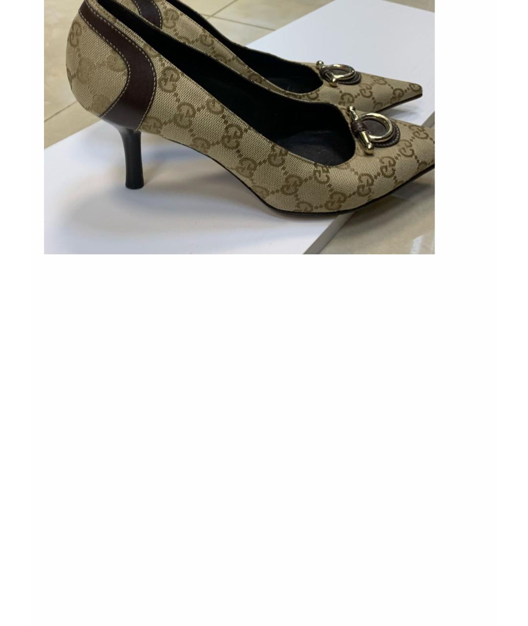 GUCCI Бежевые текстильные туфли, фото 9