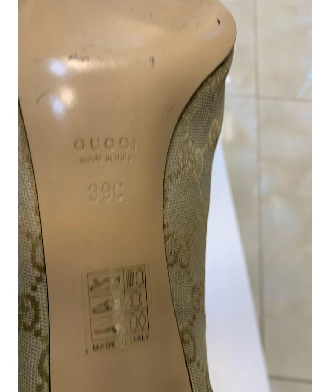 GUCCI Бежевые текстильные туфли, фото 7