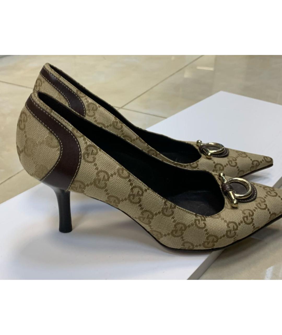 GUCCI Бежевые текстильные туфли, фото 8