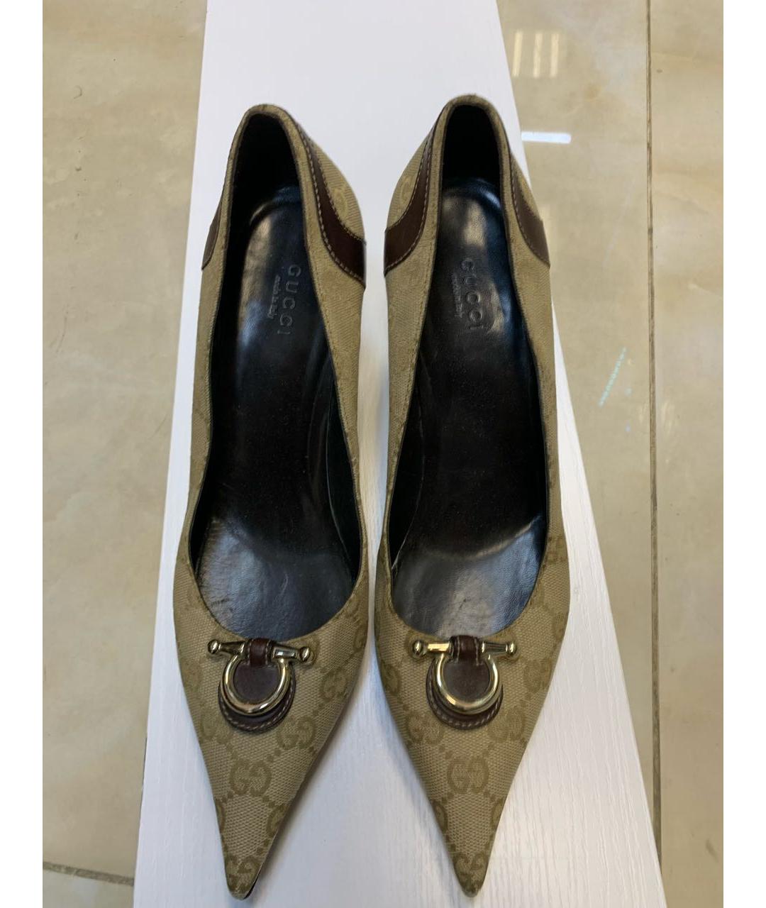 GUCCI Бежевые текстильные туфли, фото 5