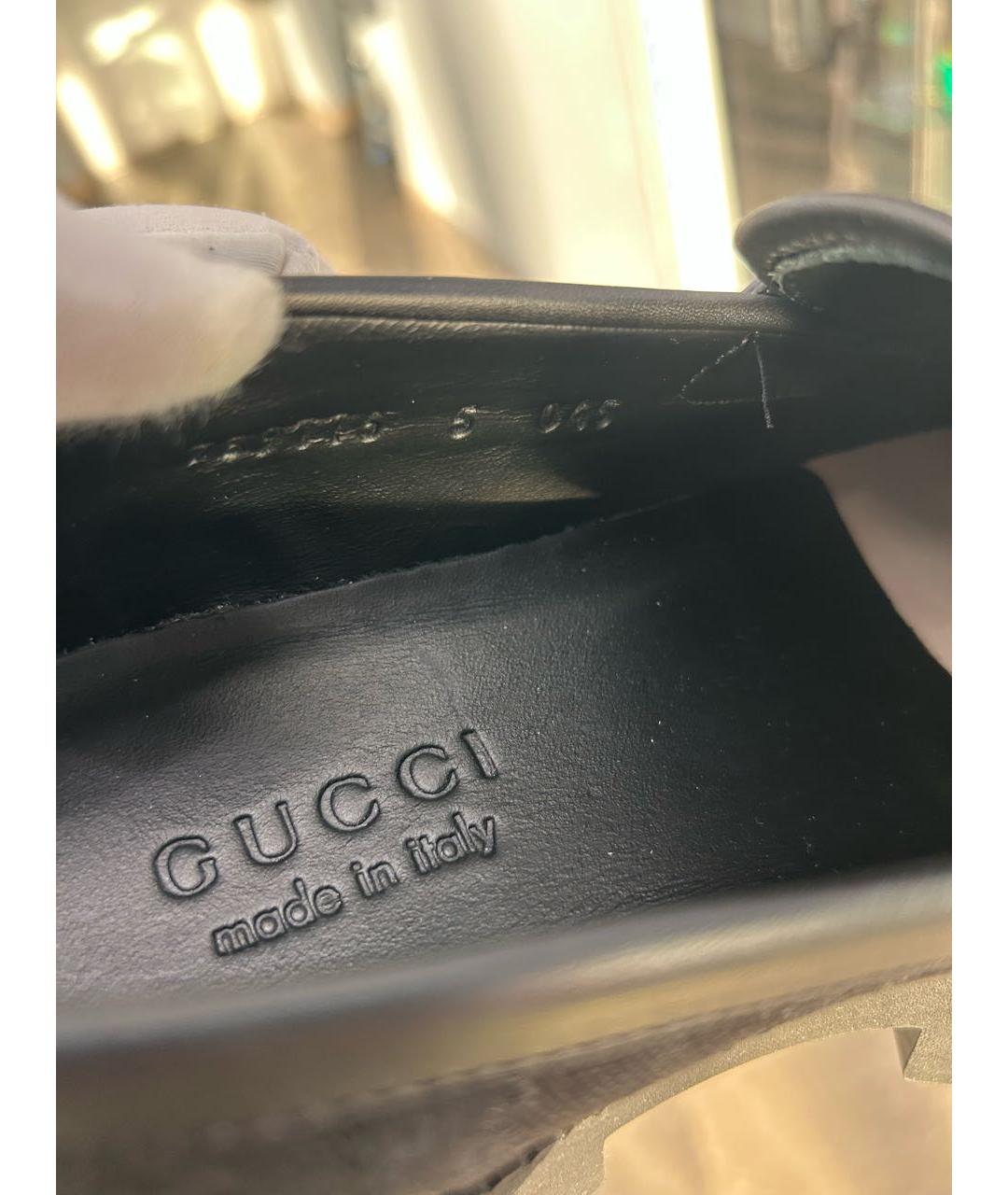 GUCCI Черные текстильные лоферы, фото 7