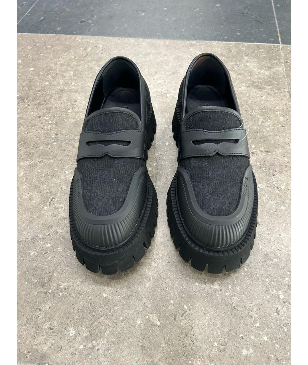 GUCCI Черные текстильные лоферы, фото 2