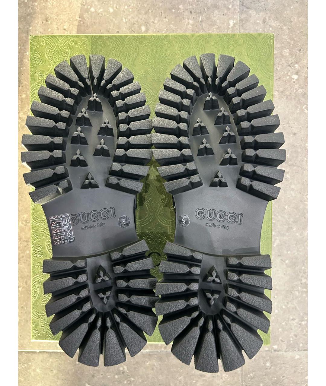 GUCCI Черные текстильные лоферы, фото 5