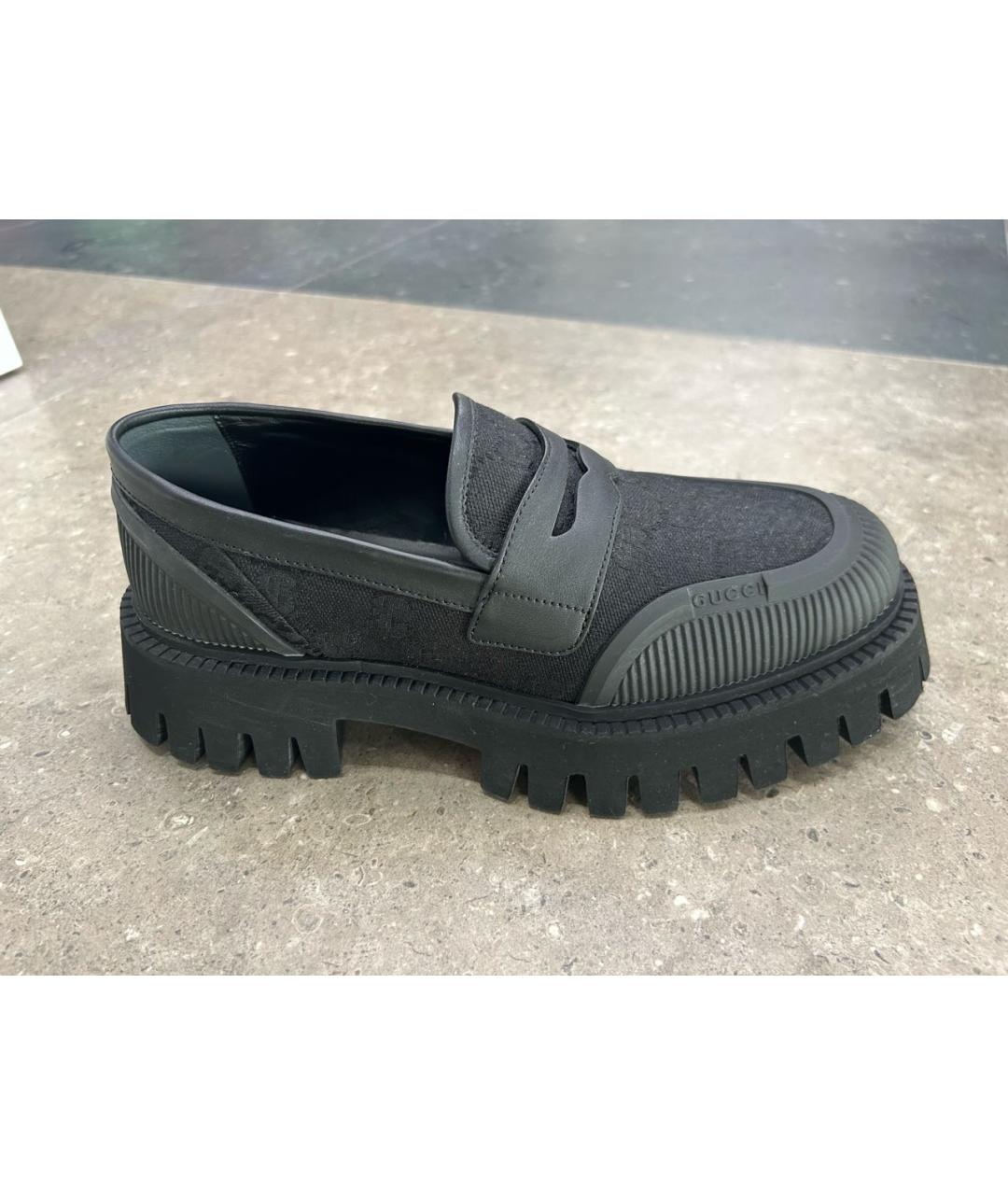 GUCCI Черные текстильные лоферы, фото 9