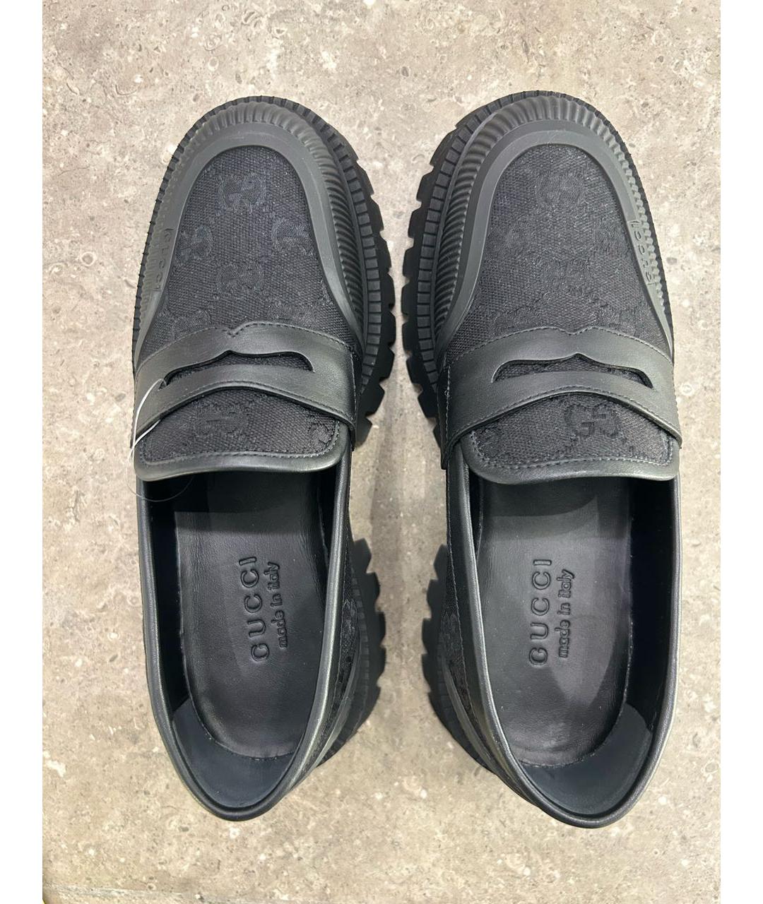 GUCCI Черные текстильные лоферы, фото 3