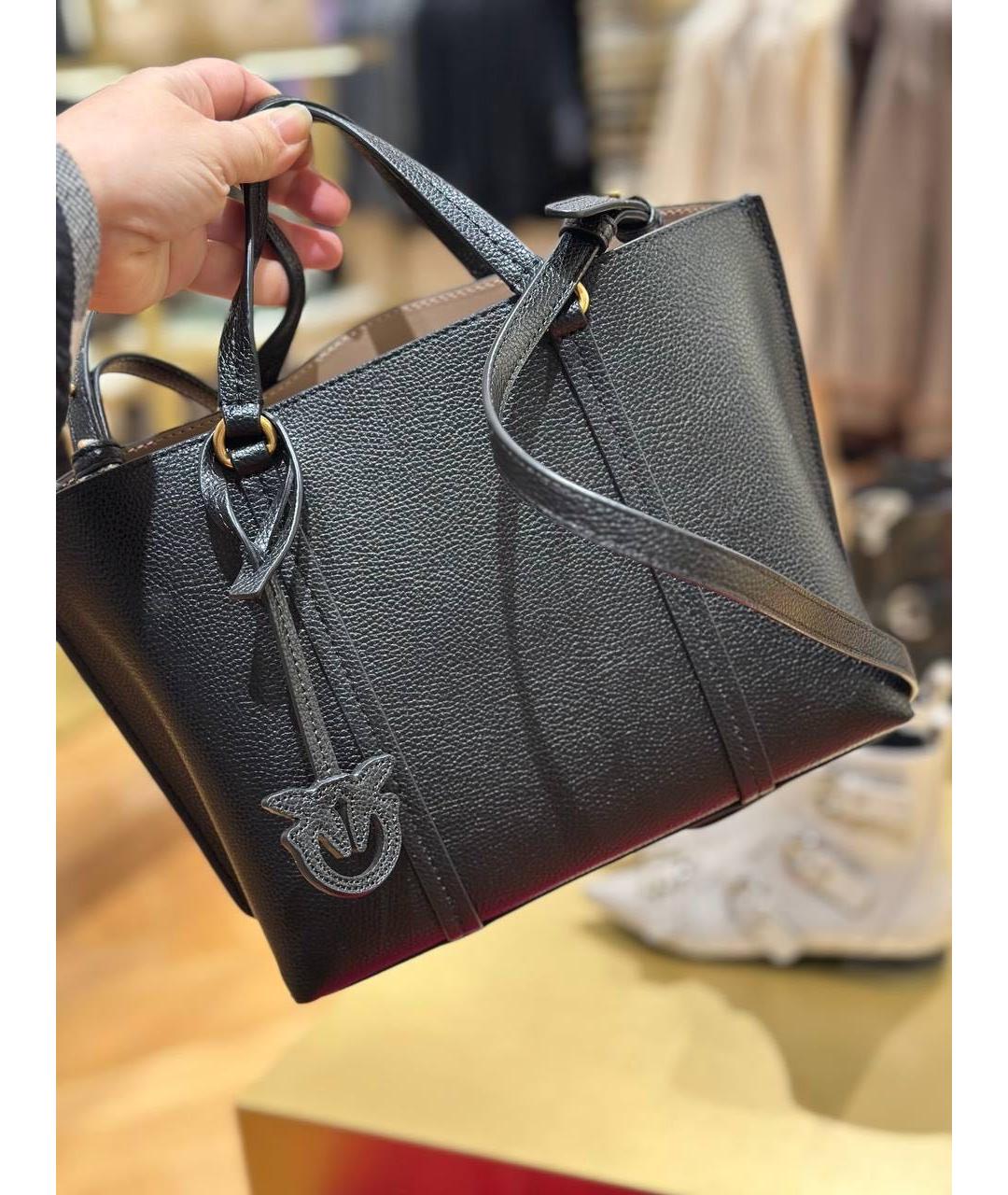 PINKO Черная кожаная сумка тоут, фото 2