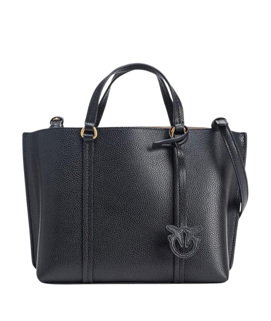 PINKO Черная кожаная сумка тоут, фото 1