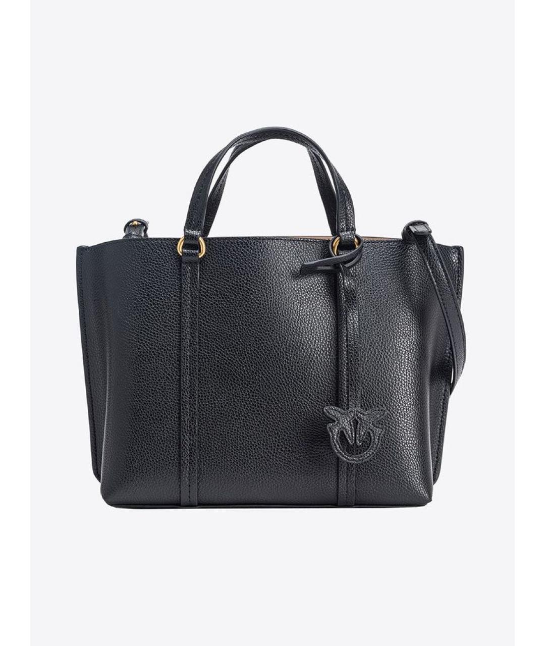 PINKO Черная кожаная сумка тоут, фото 5