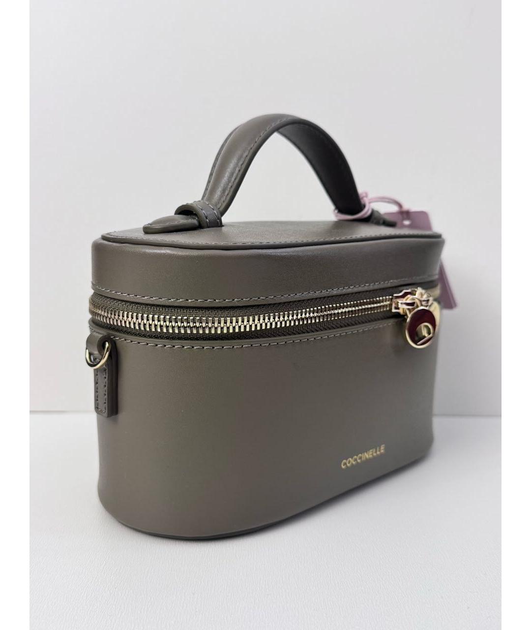 COCCINELLE Хаки кожаная сумка с короткими ручками, фото 2