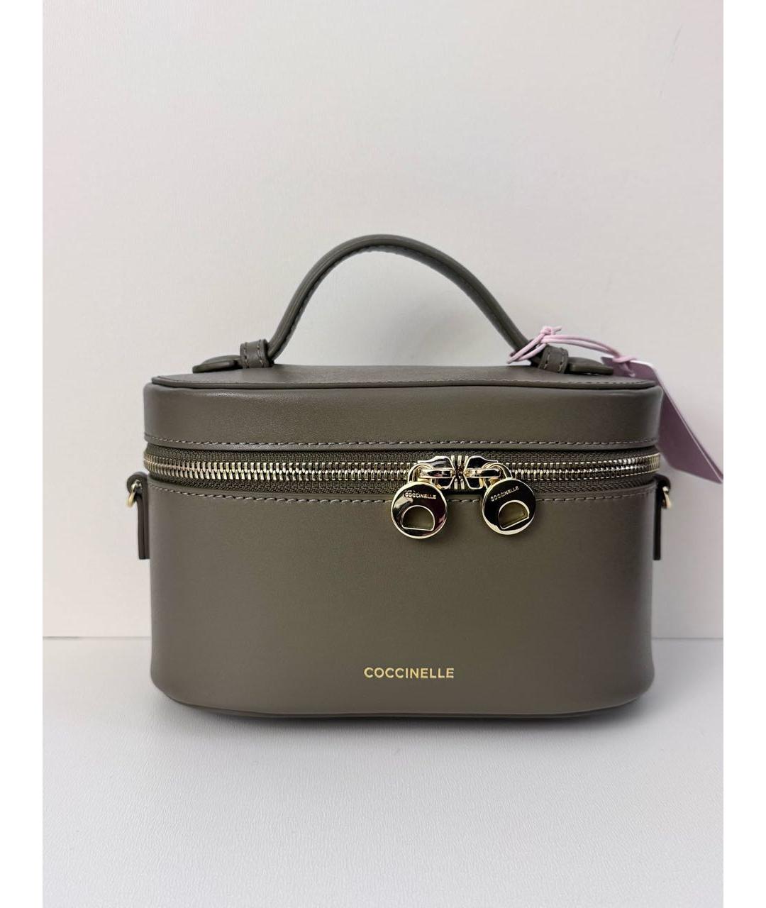 COCCINELLE Хаки кожаная сумка с короткими ручками, фото 6