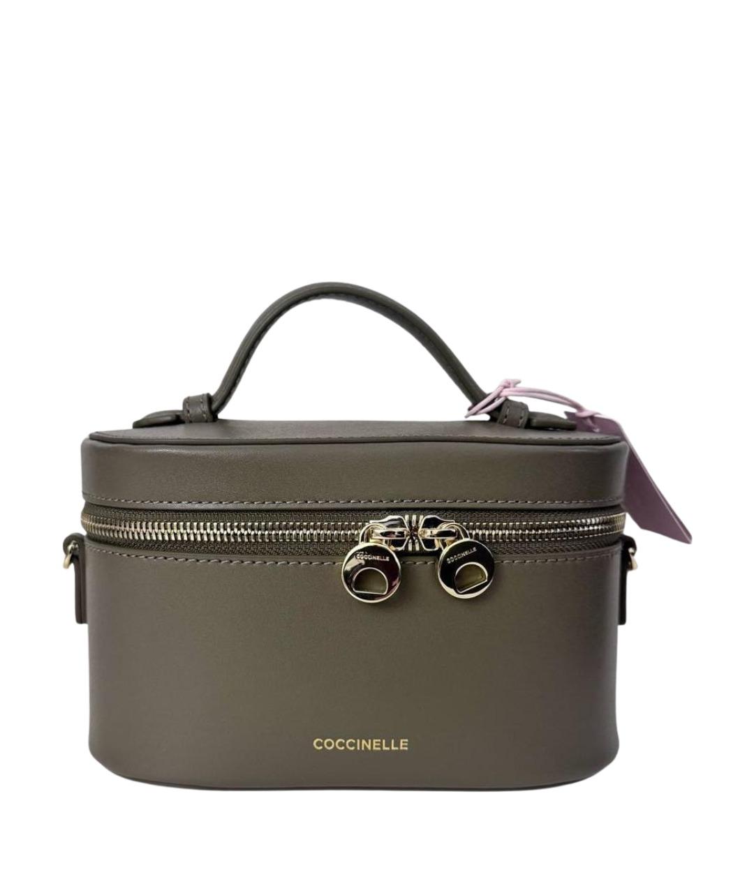 COCCINELLE Хаки кожаная сумка с короткими ручками, фото 1