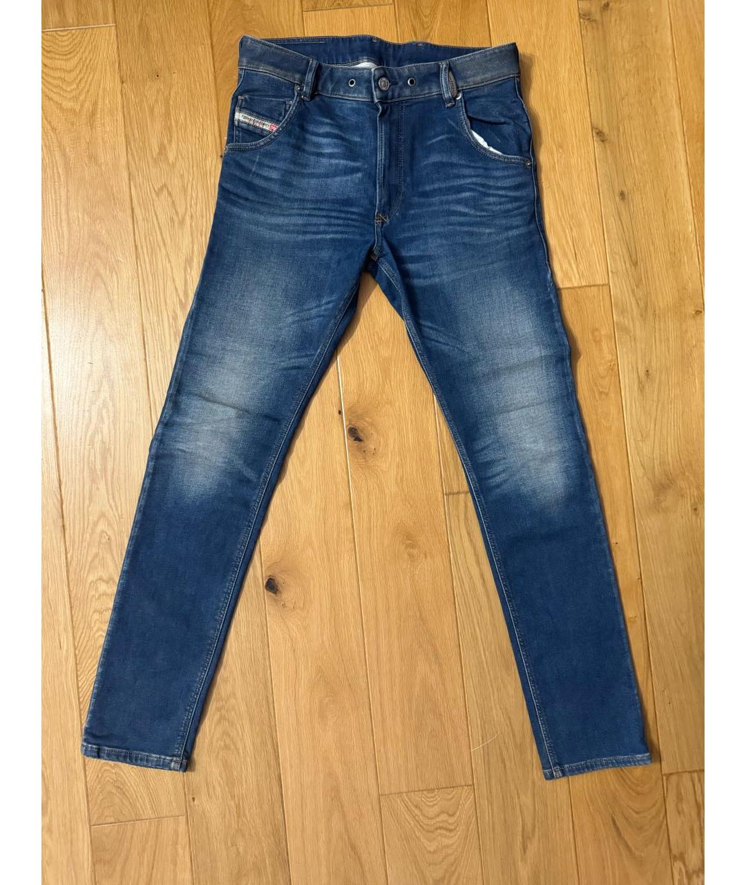 DIESEL Голубые хлопковые прямые джинсы, фото 5