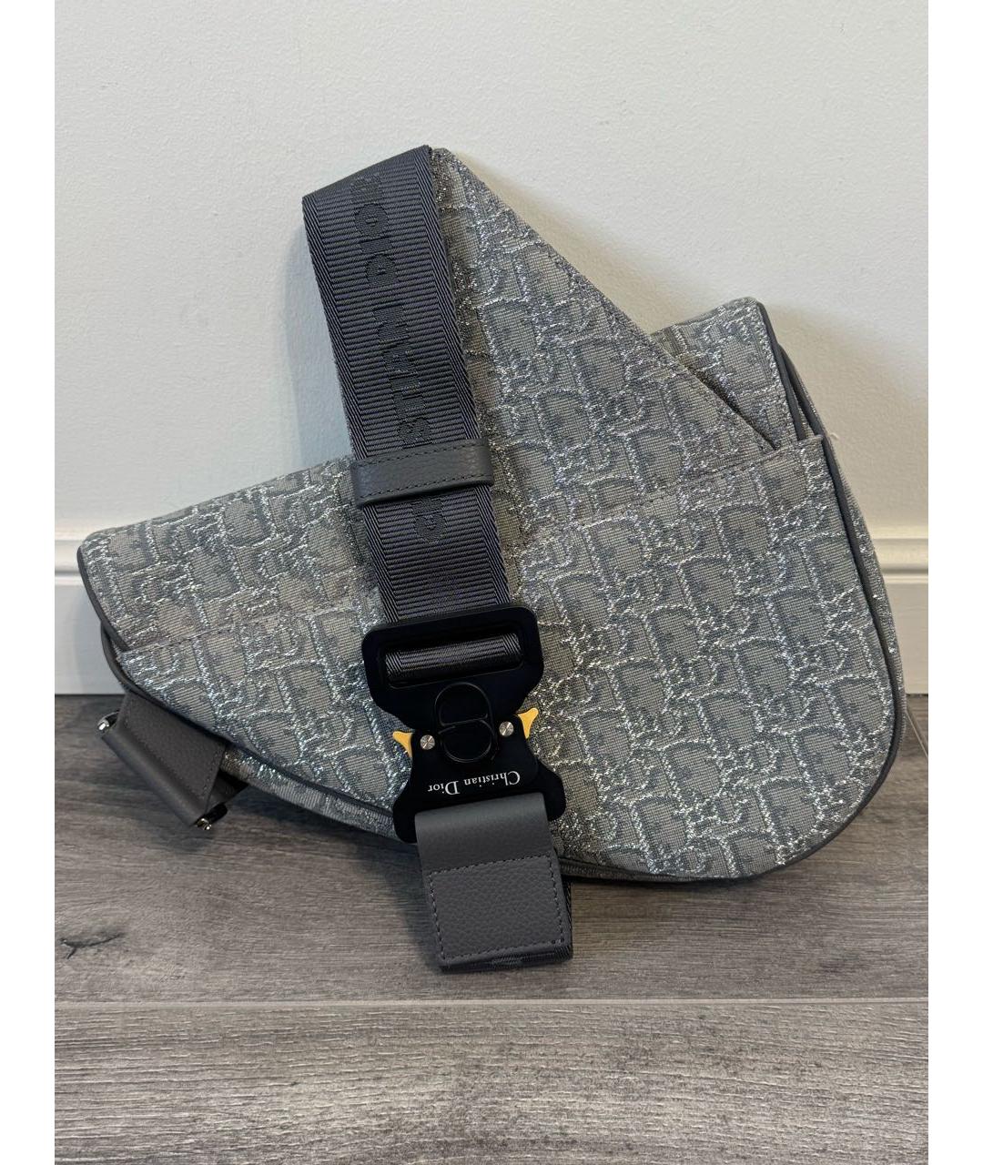 CHRISTIAN DIOR Серая жаккардовая сумка на плечо, фото 2
