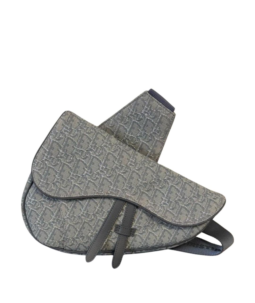 CHRISTIAN DIOR Серая жаккардовая сумка на плечо, фото 1