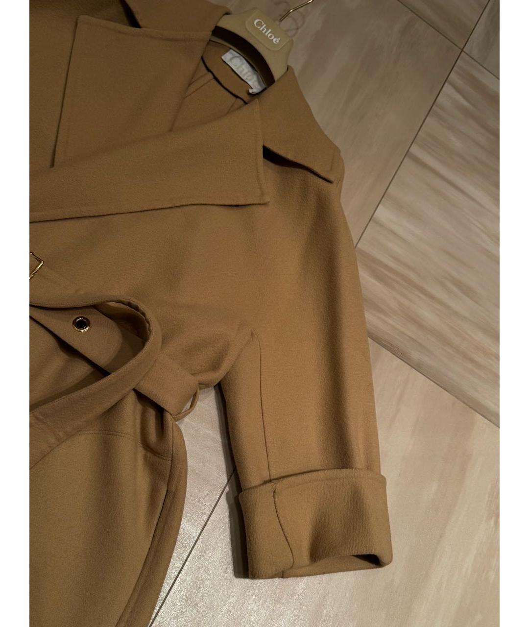 CHLOE Горчичное шерстяное пальто, фото 8