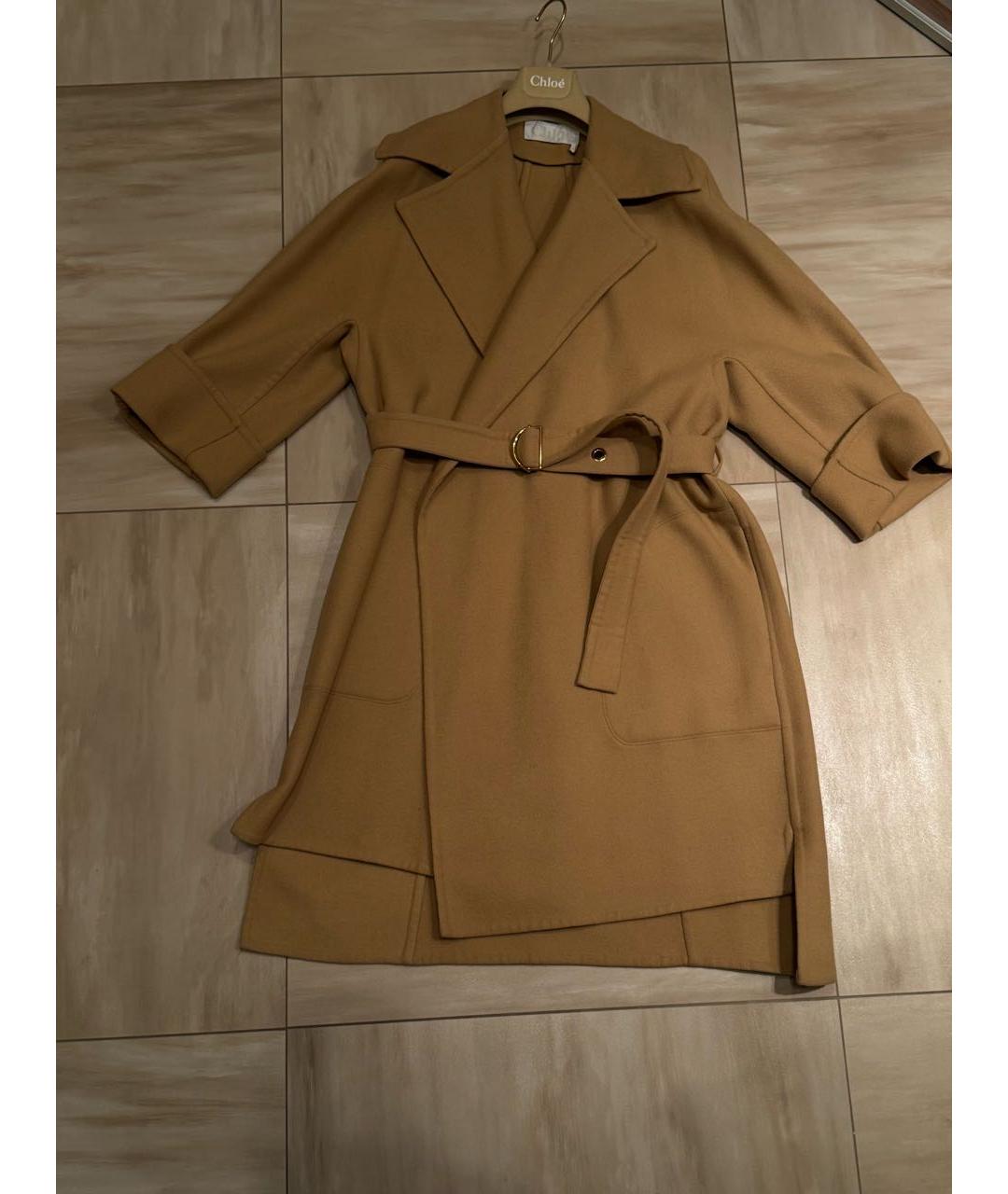 CHLOE Горчичное шерстяное пальто, фото 9