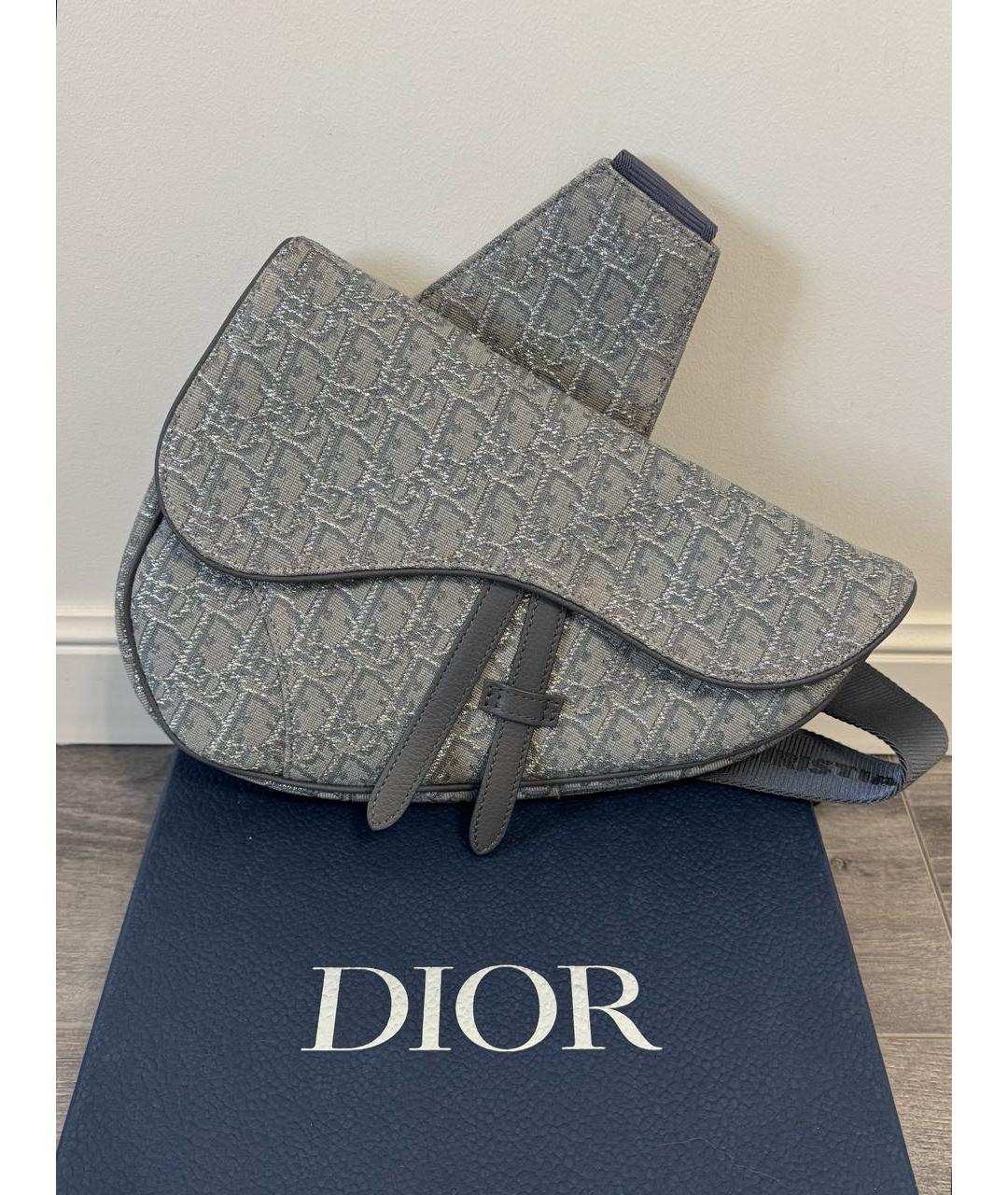 CHRISTIAN DIOR Серая жаккардовая сумка через плечо, фото 9