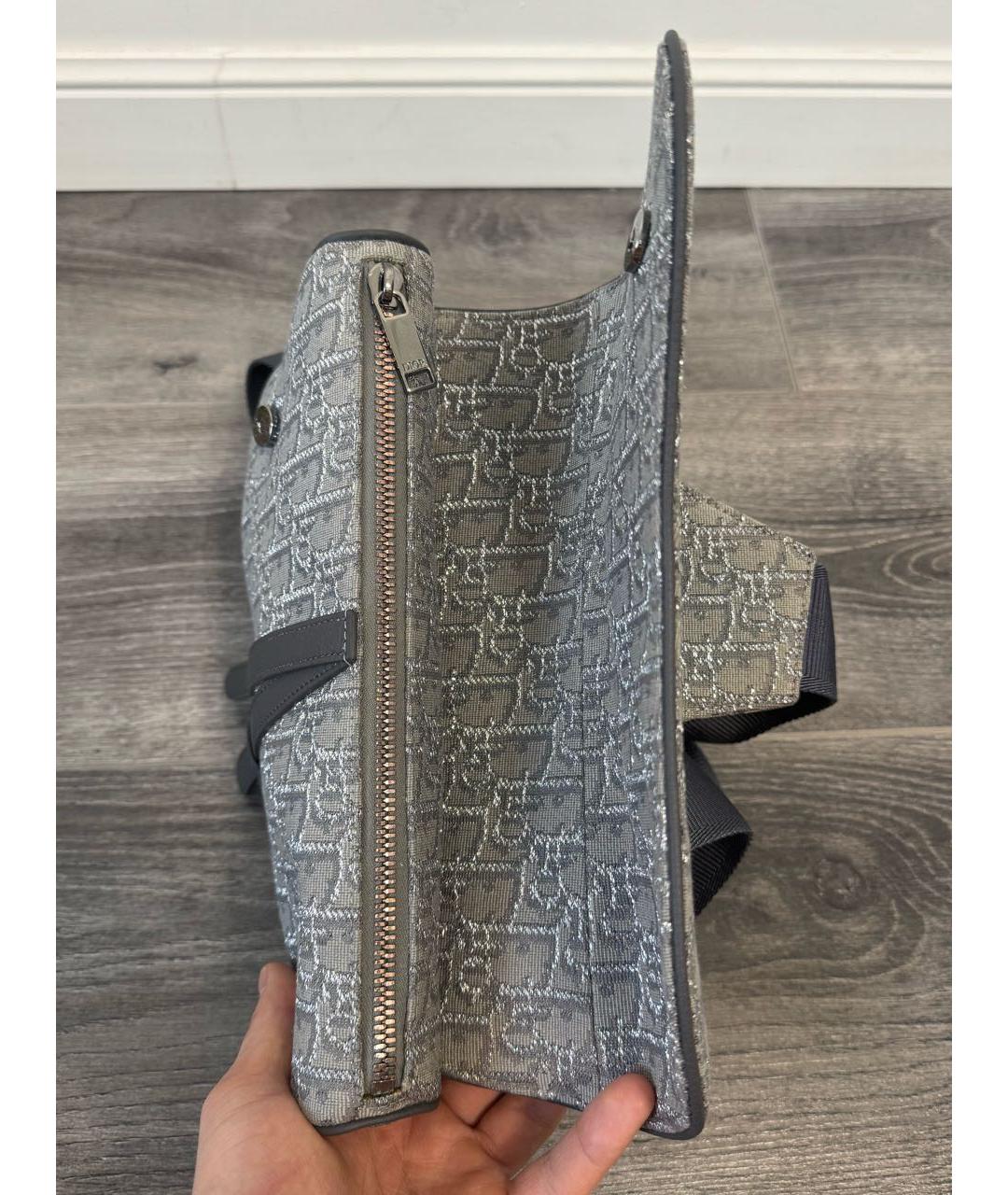 CHRISTIAN DIOR Серая жаккардовая сумка через плечо, фото 6