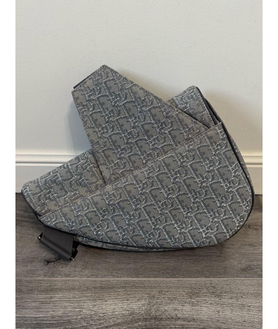 CHRISTIAN DIOR Серая жаккардовая сумка через плечо, фото 3