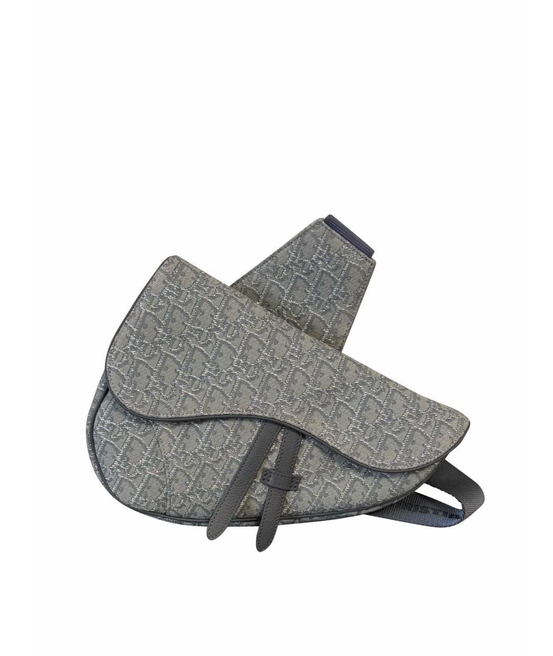 CHRISTIAN DIOR Серая жаккардовая сумка через плечо, фото 1