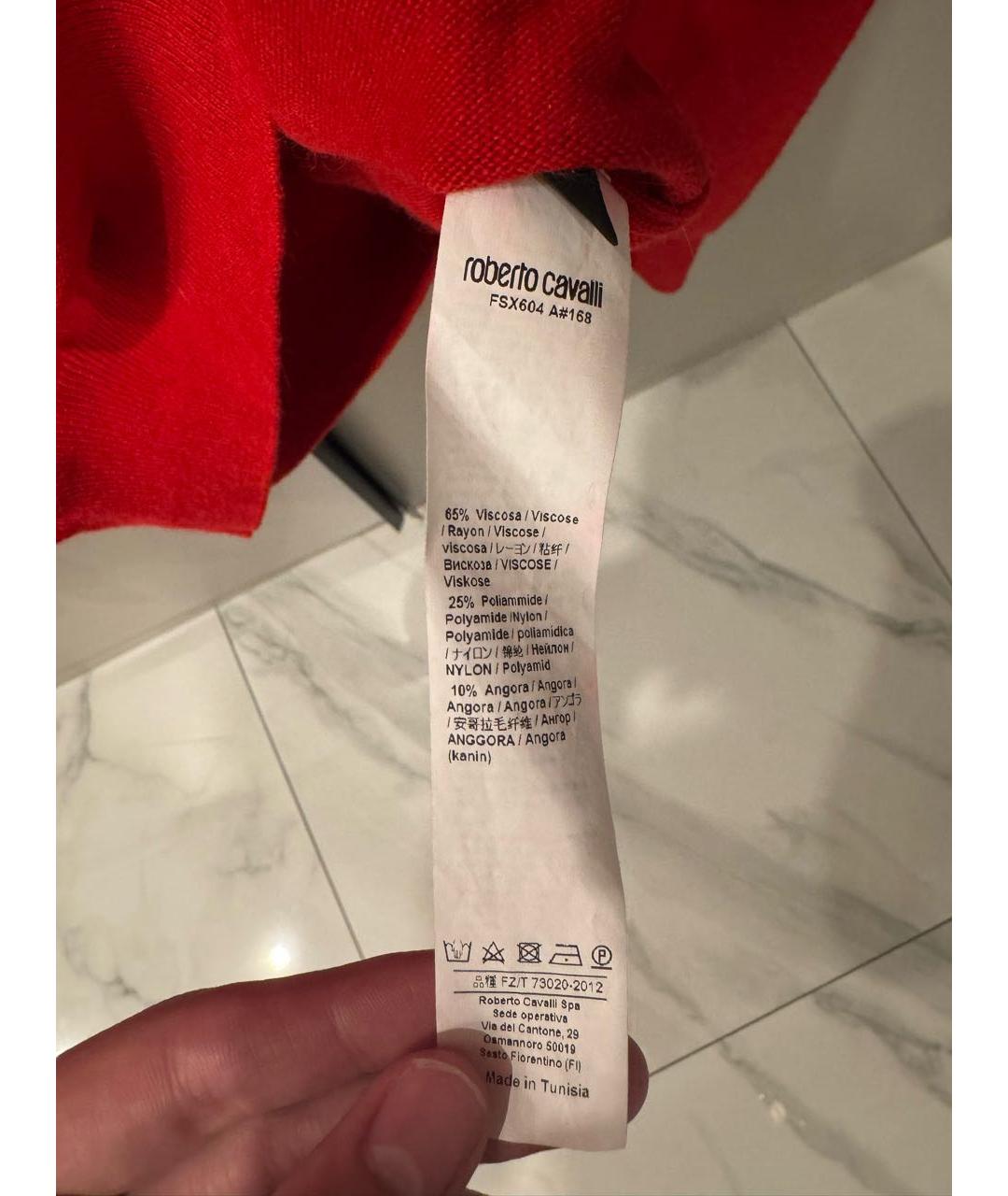 ROBERTO CAVALLI Красная вискозная водолазка, фото 3
