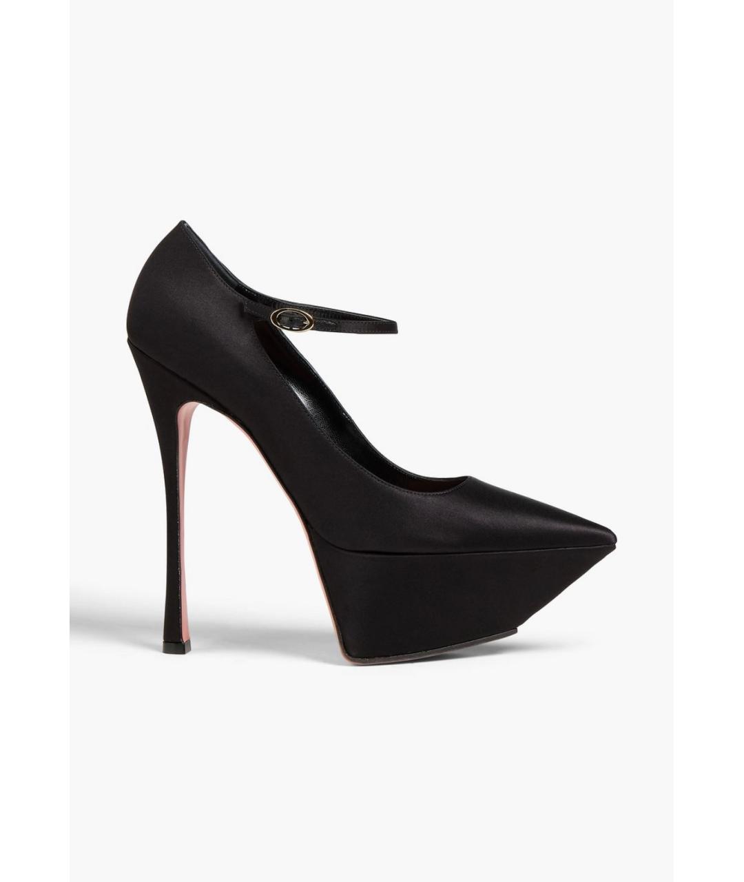 Amina Muaddi Черные текстильные туфли, фото 4