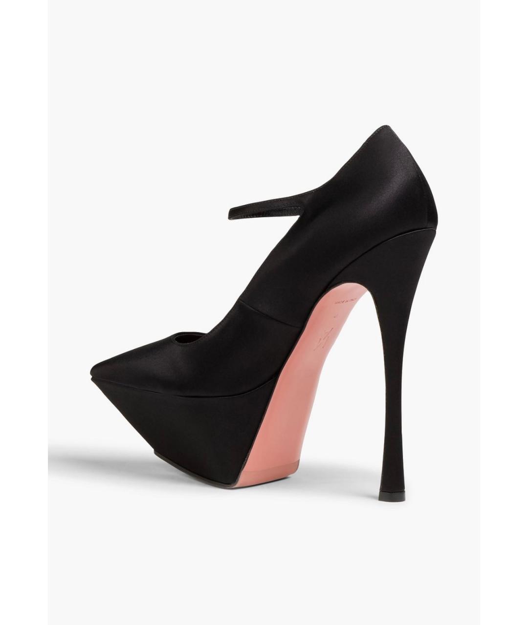 Amina Muaddi Черные текстильные туфли, фото 3