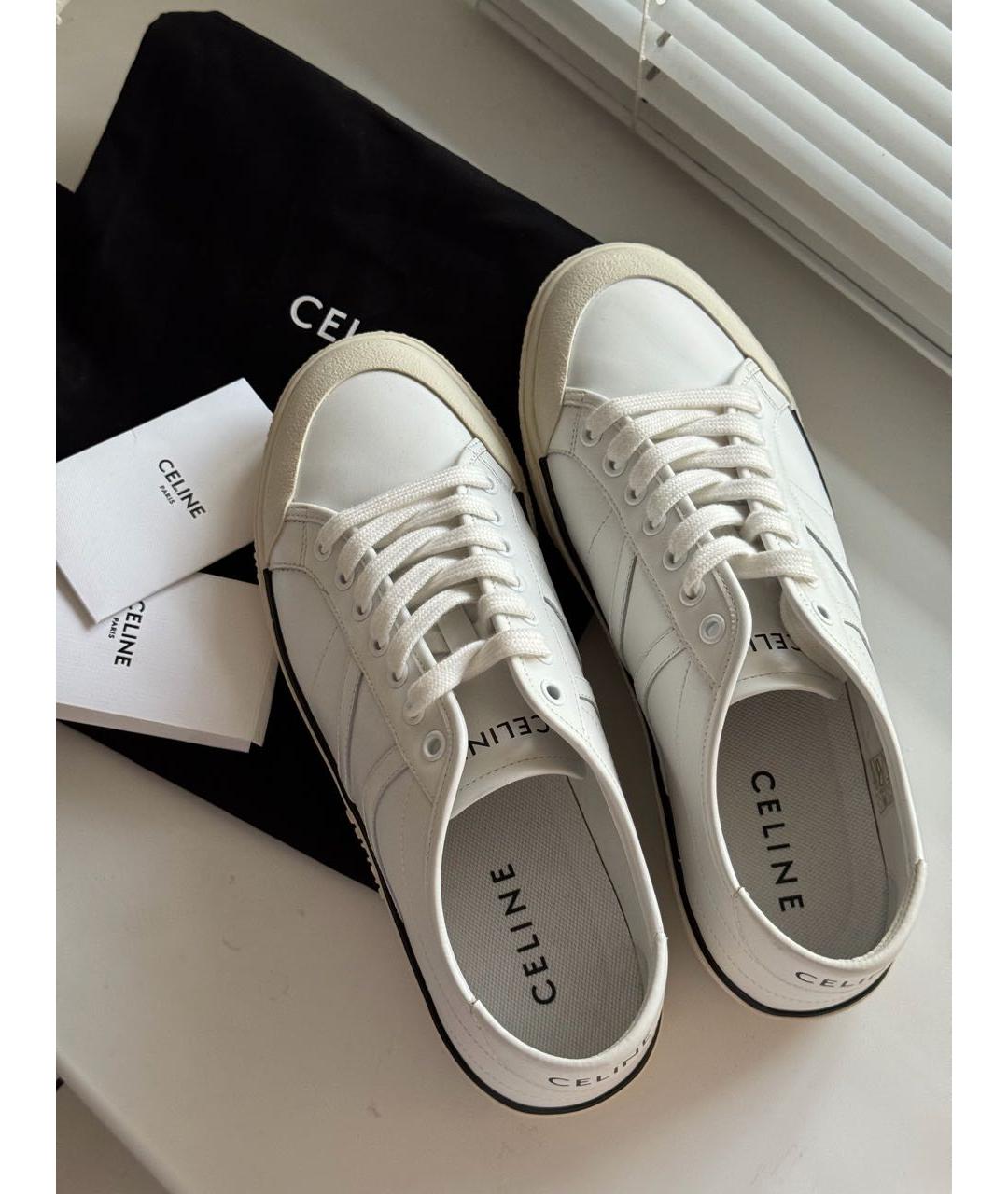 CELINE Белые кожаные кеды, фото 2