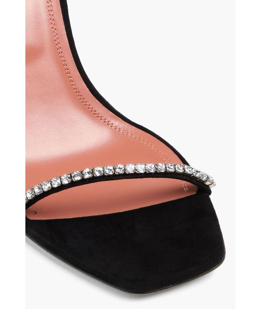 Amina Muaddi Черные замшевые мюли, фото 4