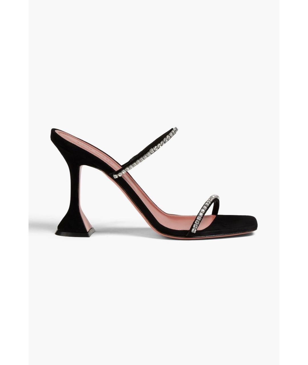 Amina Muaddi Черные замшевые мюли, фото 5