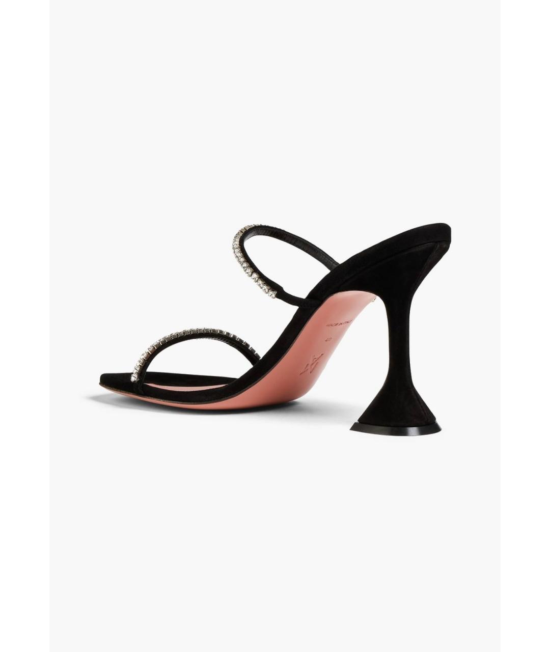 Amina Muaddi Черные замшевые мюли, фото 3