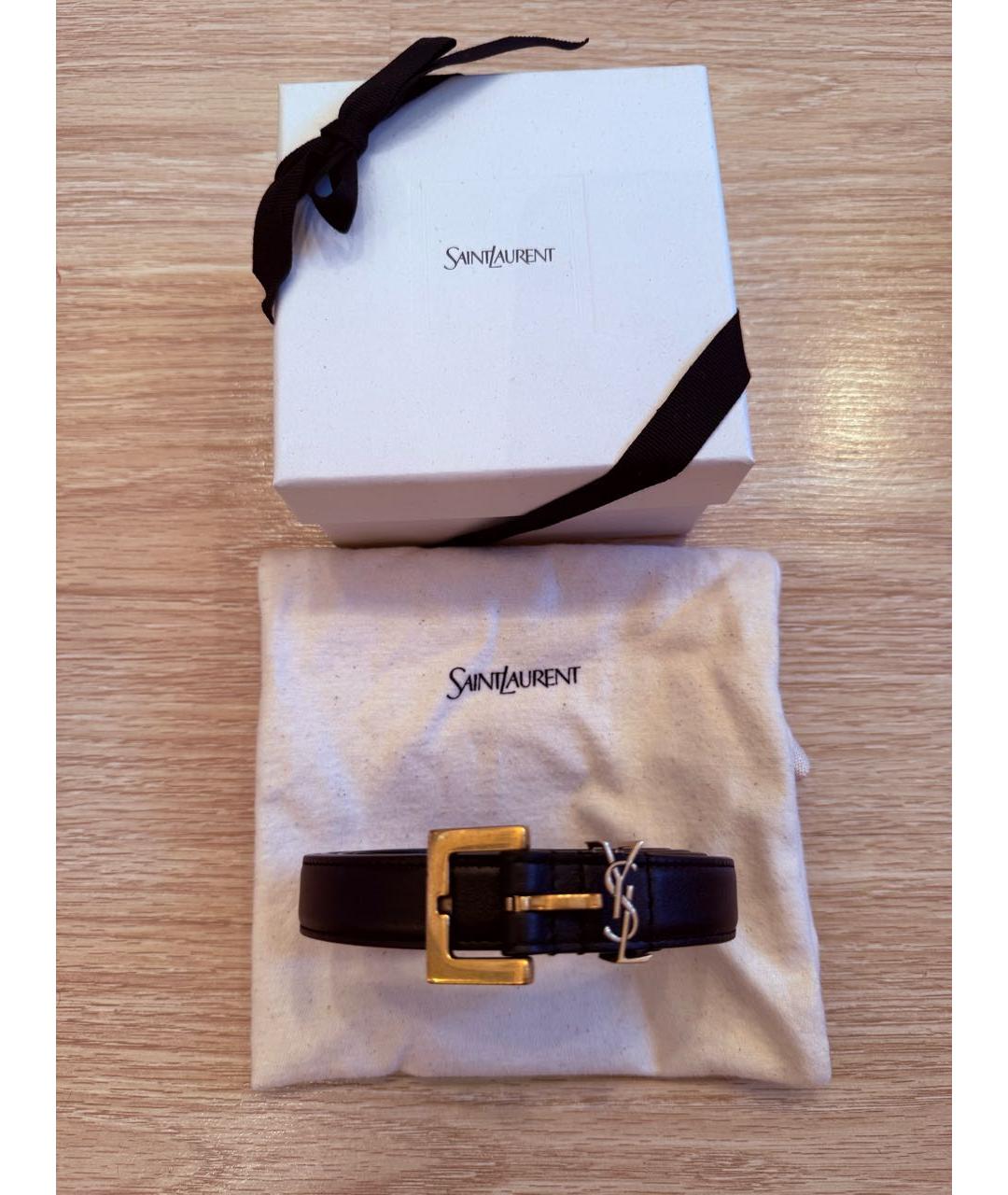 SAINT LAURENT Черный кожаный ремень, фото 5