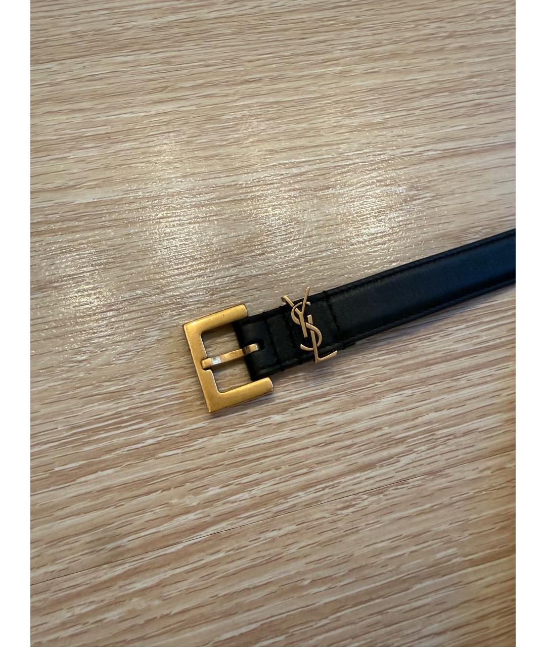 SAINT LAURENT Черный кожаный ремень, фото 2