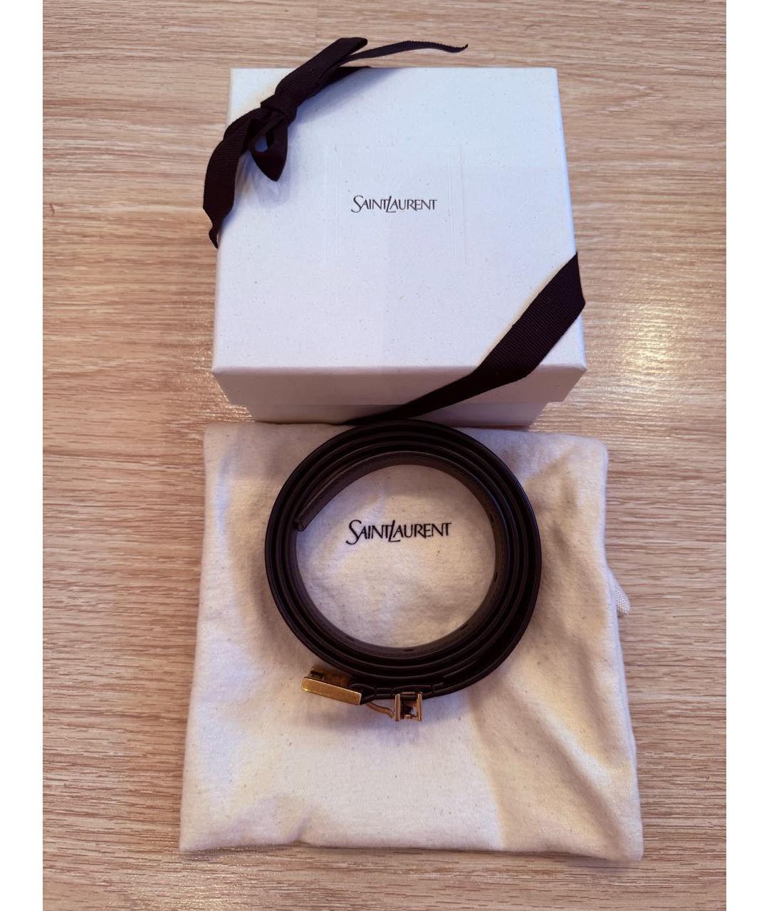 SAINT LAURENT Черный кожаный ремень, фото 3