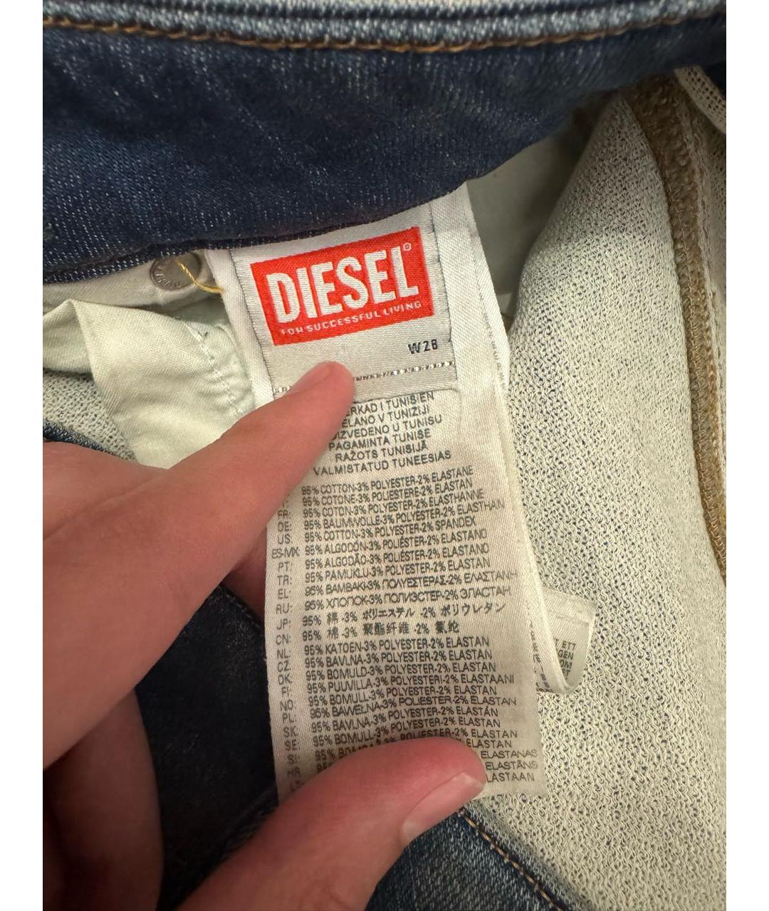 DIESEL Голубые хлопковые прямые джинсы, фото 3