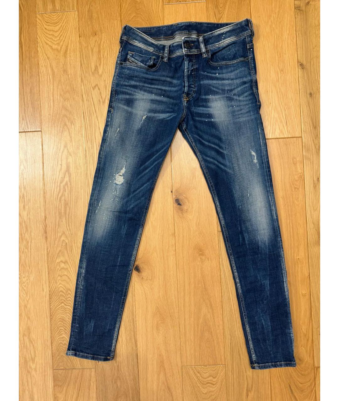 DIESEL Голубые хлопковые прямые джинсы, фото 5