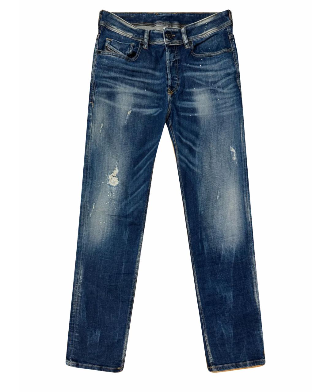 DIESEL Голубые хлопковые прямые джинсы, фото 1