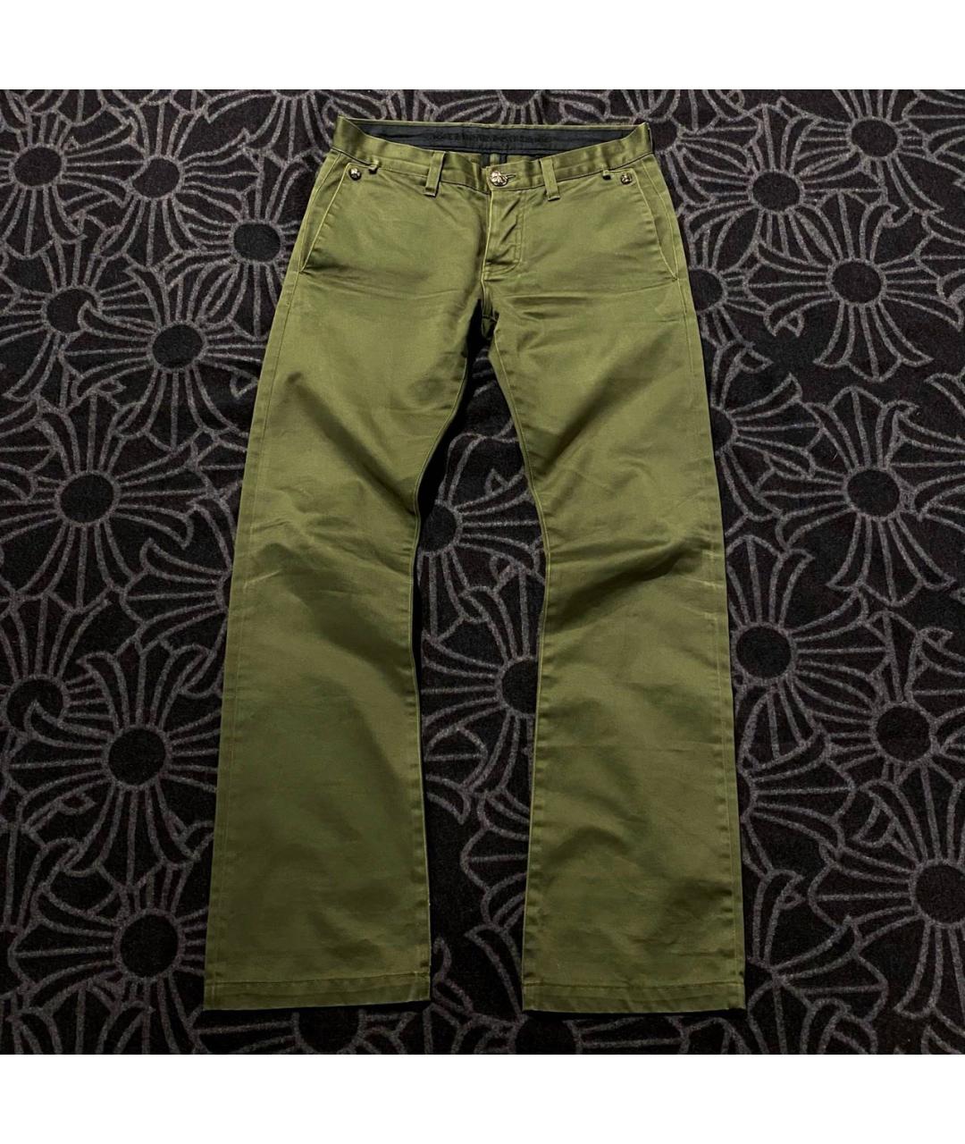 CHROME HEARTS Хаки хлопковые классические брюки, фото 6