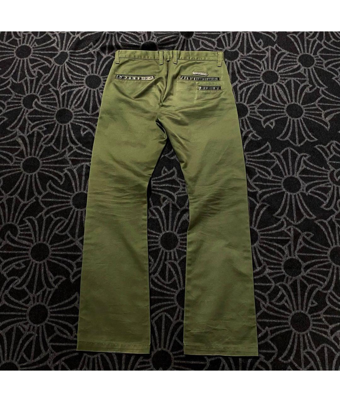 CHROME HEARTS Хаки хлопковые классические брюки, фото 2