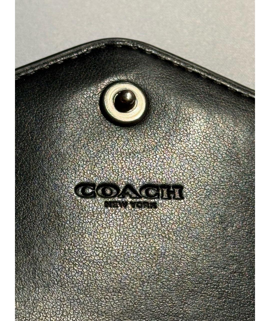 COACH Черный кожаный кошелек, фото 4