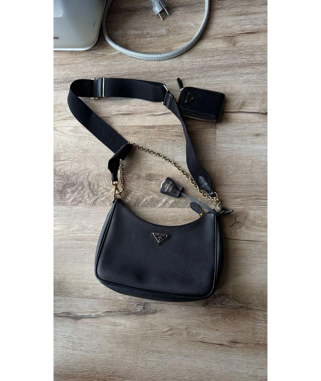 PRADA Черная кожаная сумка через плечо, фото 6