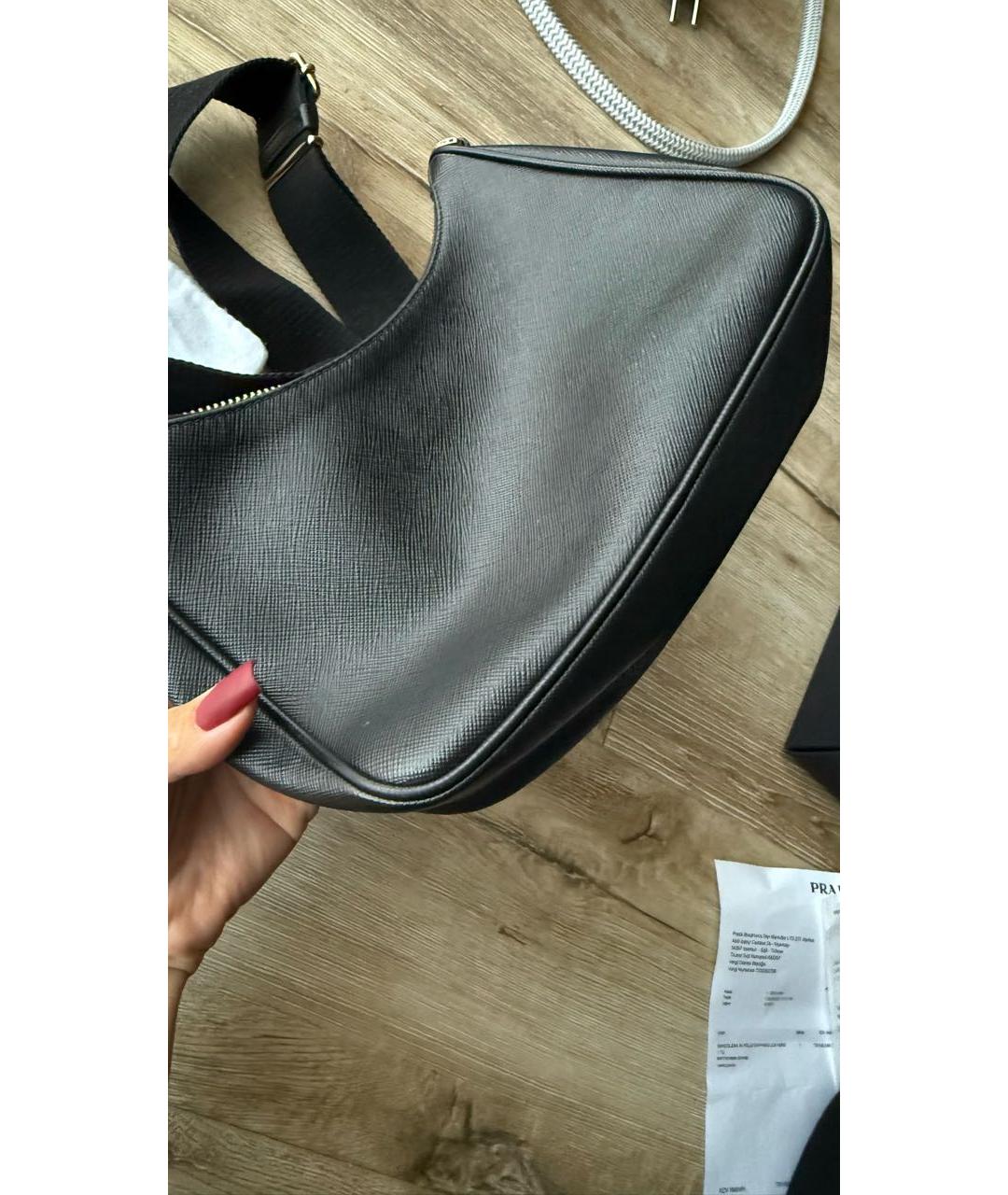 PRADA Черная кожаная сумка через плечо, фото 5