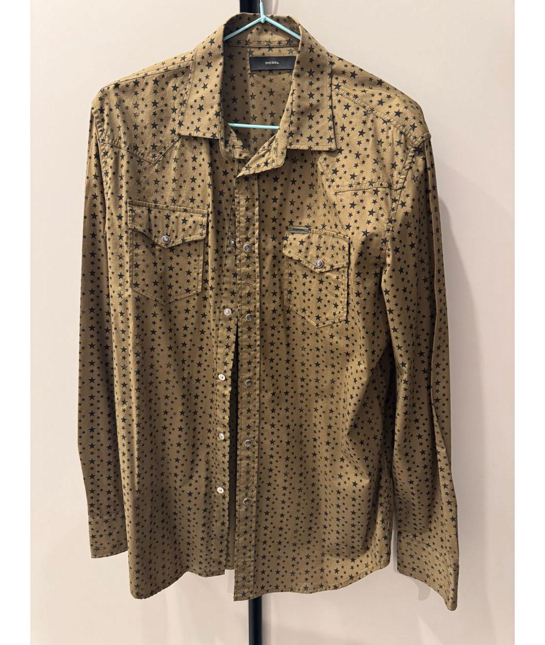 DIESEL Горчичная хлопковая кэжуал рубашка, фото 5