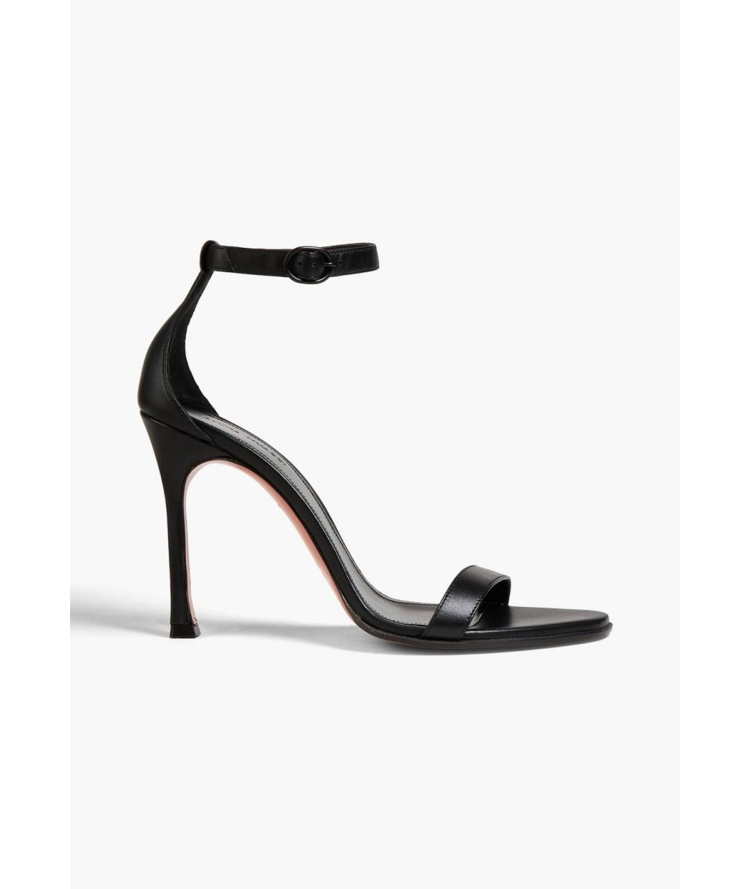 Amina Muaddi Черные кожаные босоножки, фото 5