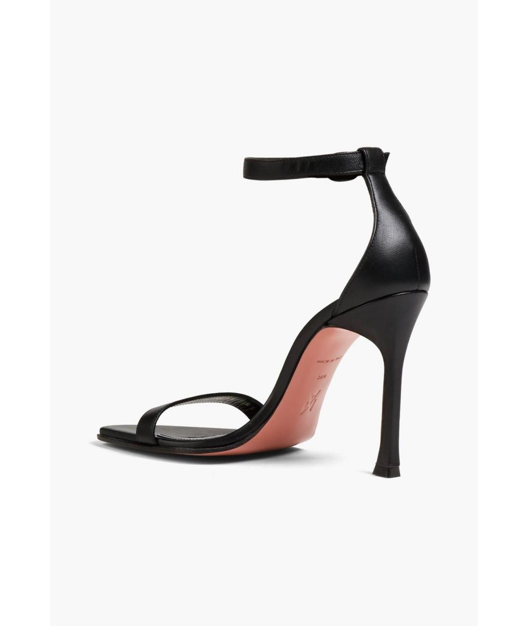 Amina Muaddi Черные кожаные босоножки, фото 4