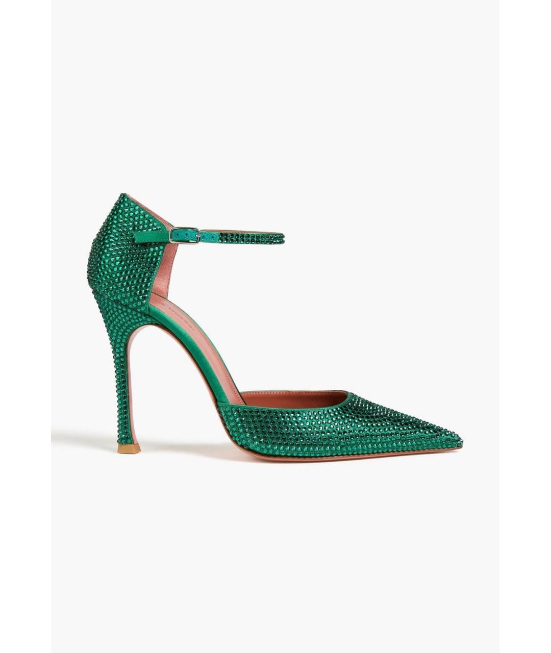Amina Muaddi Зеленые текстильные туфли, фото 5