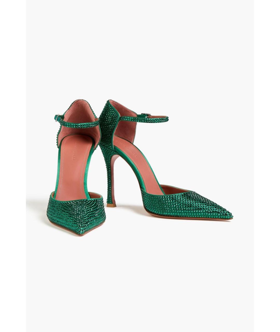 Amina Muaddi Зеленые текстильные туфли, фото 2
