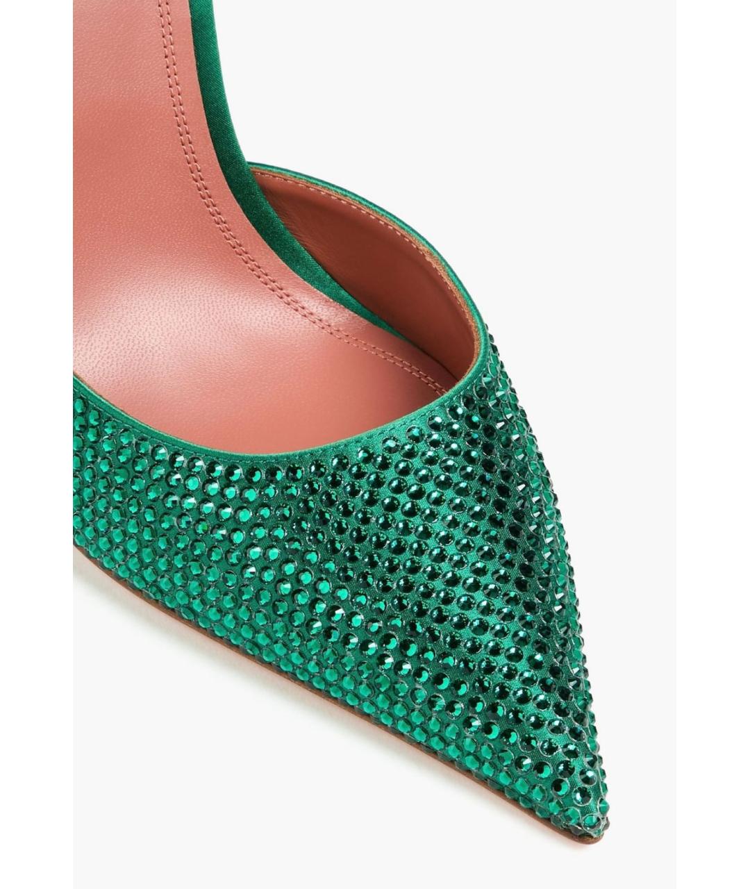 Amina Muaddi Зеленые текстильные туфли, фото 4